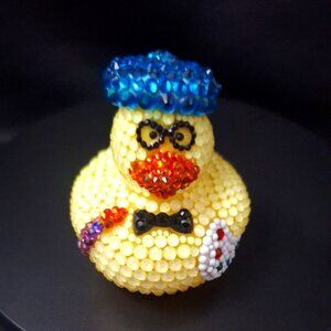 Bedazzled Artist Rubber Duck, Bling Artist Duck, Unique Fun Gift